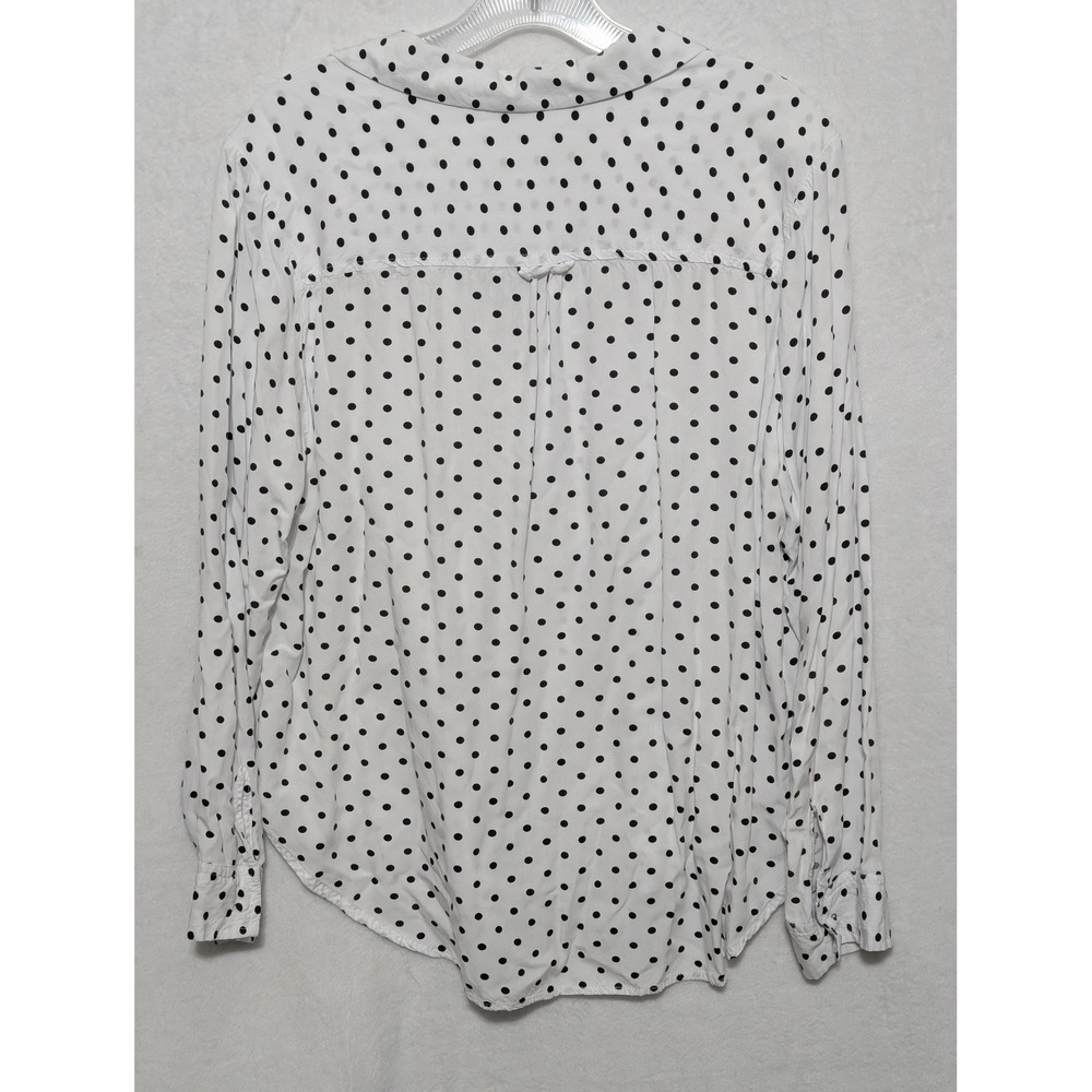 Velvet Heart Womens XL Polka Dot Button Down Blouse White Black Long Sleeve Top - Picture 6 of 6